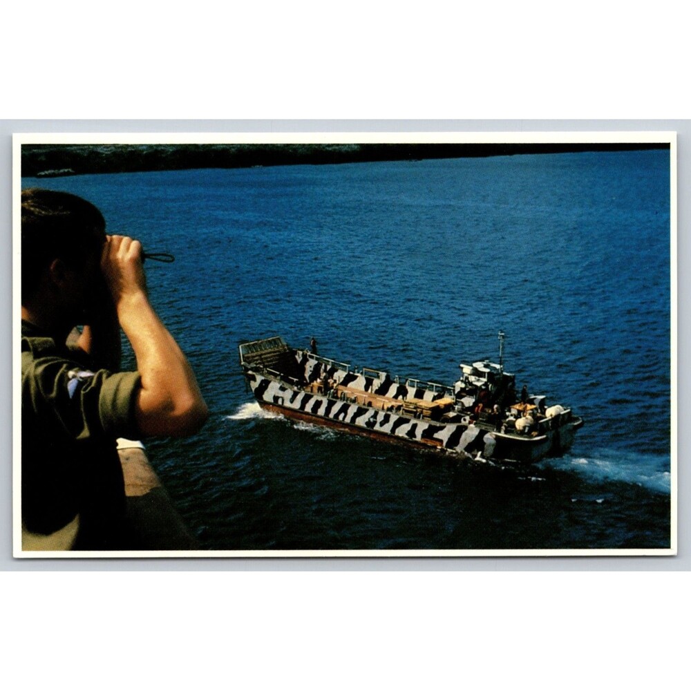 Falklands War Postcard #33 Zebra Camo Landing Craft Mother Ship Sovereign 7